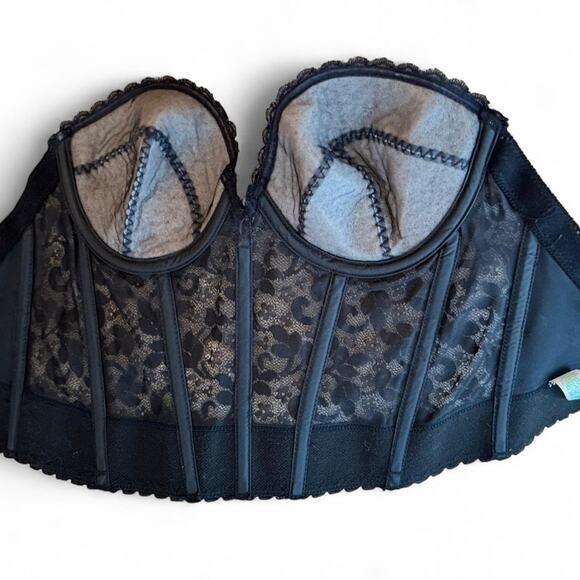 VTG Carnival Black Lace Bustier Corset Top - Picture 2 of 3
